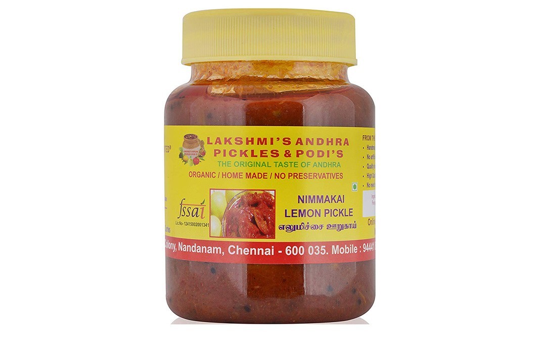 Lakshmi's Andhra Pickles & Podi's Nimmakai Lemon Pickle    Glass Jar  500 grams